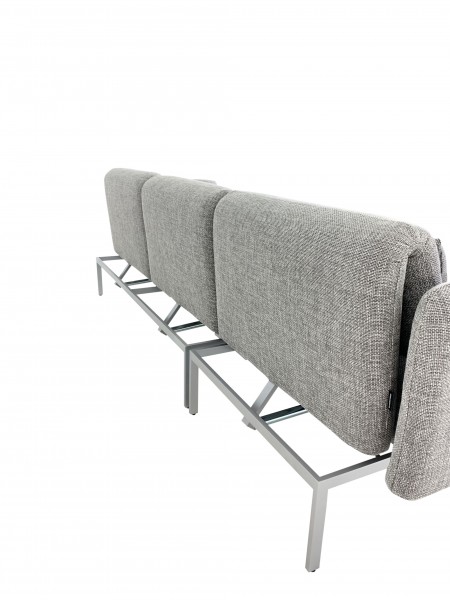 Brühl RORO MEDIUM Sofa mit Recamiere in Stoff grau melliert mit Gestell mattchrom