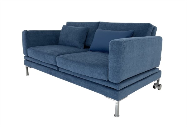 Brühl FOLD OUT Sofa mit Bettfunktion und Drehsitzen in Stoff Velours blau