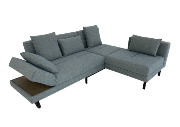 Brühl FOUR-TWO soft Sofa mit Recamiere rechts im blaugrauen Stoff
