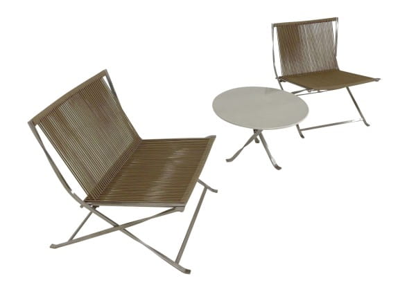 TALENTI GEORGE Lounge Sessel Set in Seil beige klappbar inkl. Beistelltisch für Garten oder Terrasse