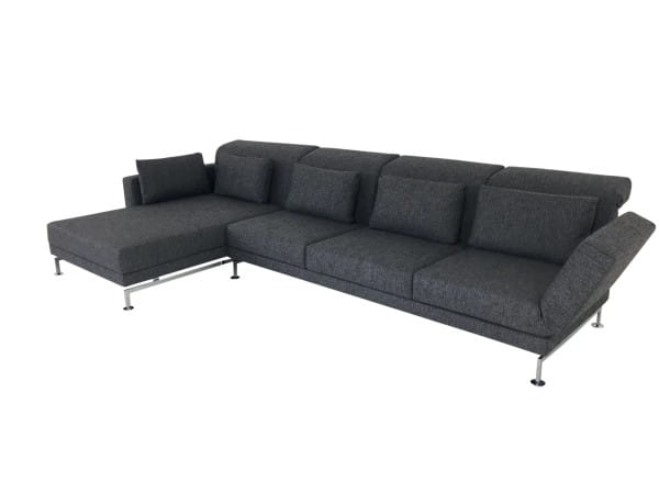 Brühl MOULE MEDIUM Sofa 3 mit XL Recamiere in Stoff anthrazit und Drehsitz rechts