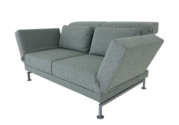 Brühl MOULE MEDIUM Sofa 2 mit Drehsitzen in Stoff blaugrün mit Gestell mattchrom lackiert