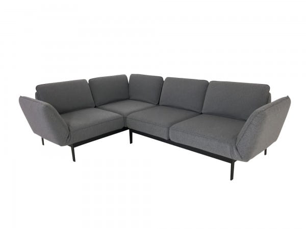 ROLF BENZ MERA Ecksofa links in Stoff staubgrau mit Drehsitzen und Rückenfunktion mit sw. Füßen