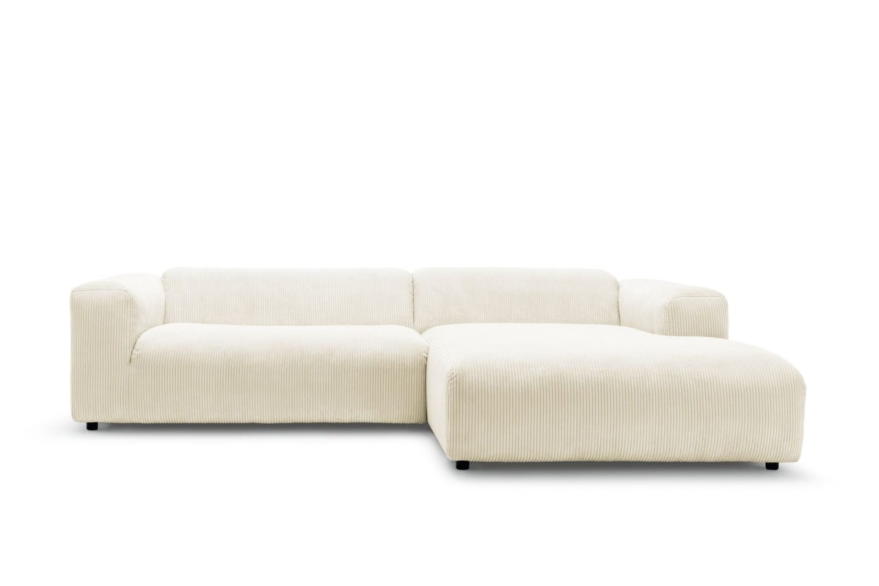 freistil 187 Sofa mit Recamiere rechts Edition Cordstoff wählbar: weiss, elfenbein, cappuccino, grau