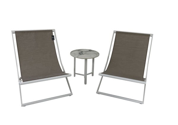 TALENTI RIVIERA DECK CHAIR Sonnenliegen Set mit Beistelltisch in weiß für Garten, Terrasse & Balkon