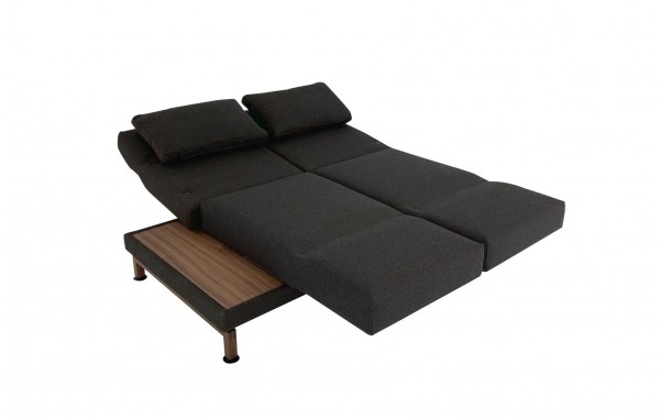Brühl MOULE MEDIUM Sofa 2 Nussbaum in Stoff schwarzbraun