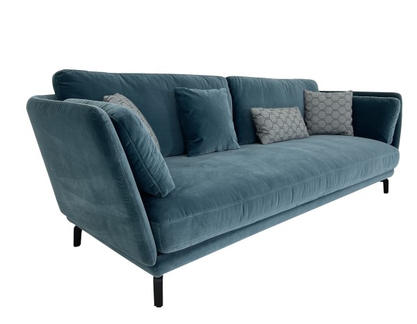 ROLF BENZ RONDO Sofa im weichen Samt Velour Stoff blaugrau