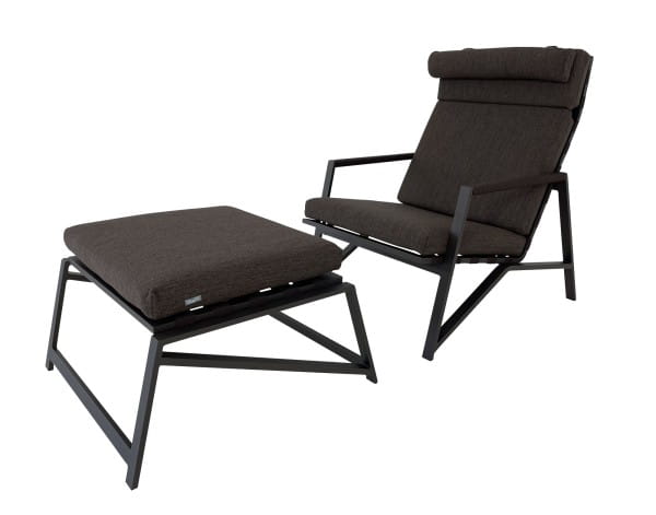 TALENTI COTTAGE Hochlehner Sessel mit Hocker in Mokka für Garten und Terrasse ab Lager lieferbar