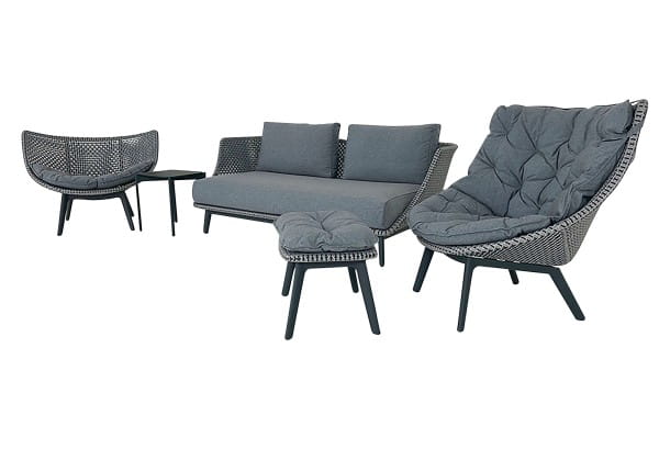 DEDON MBARQ Sofa mit MBRACE WING CHAIR ALU und LOUNGE CHAIR ALU in baltic als SET