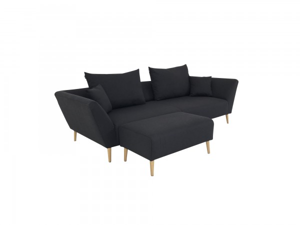 freistil 176 Sofa mit Polsterbank und Kissen in Stoff schwarzgrau zum Sonderpreis