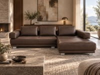 Ewald Schillig SKIN Sofa mit Recamiere rechts und Motorvorzug Dickleder L140 aus 14 Farben wählbar
