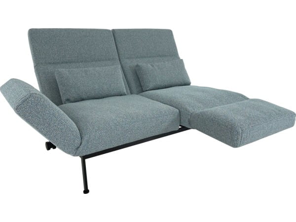 Brühl RORO SOFT Sofa 2 in Stoff grau/türkise mit weichen Sitzkomfort, zwei Drehsitzen und Rollen