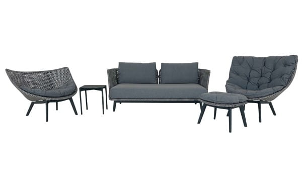 DEDON MBARQ Sofa mit MBRACE WING CHAIR ALU und LOUNGE CHAIR ALU in baltic als SET