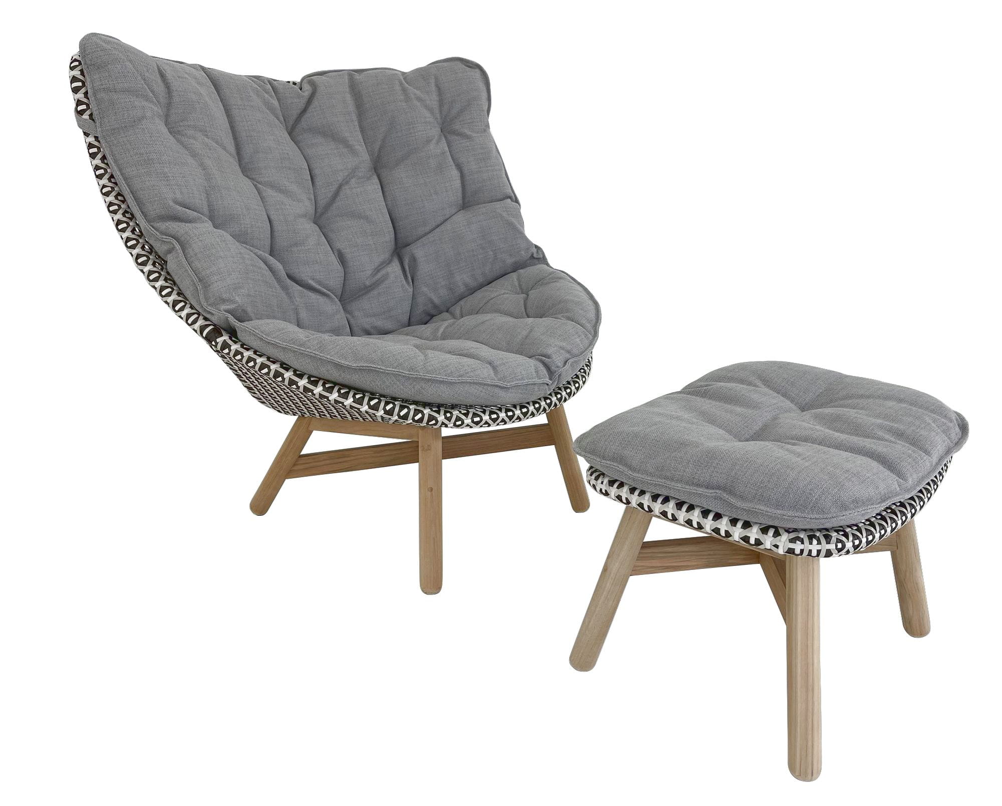 DEDON MBRACE WING CHAIR Hochlehner Sessel mit Hocker in pepper mit