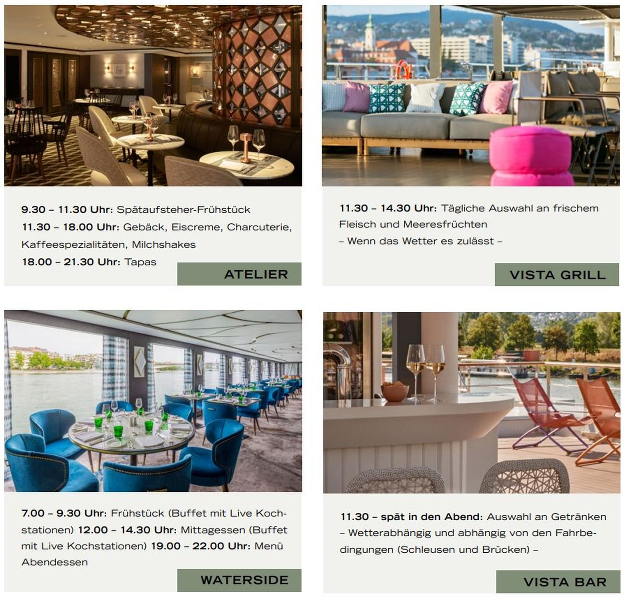 Kulinarik und Restaurants an Bord der Riverside Debussy