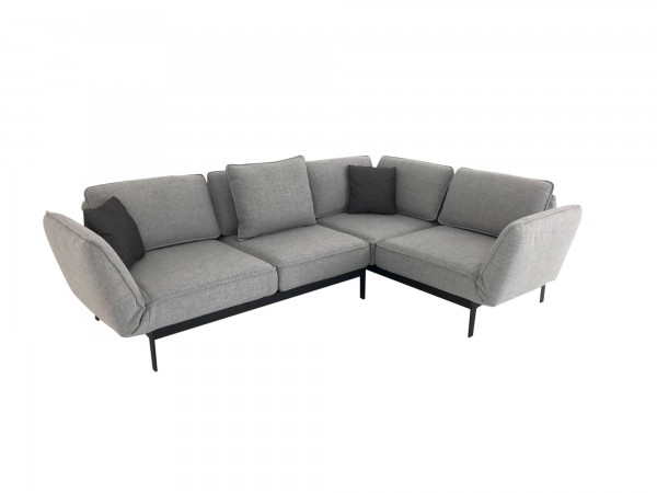 ROLF BENZ MERA Ecksofa in Stoff signalgrau mit Rückenfunktion und Drehsitzen Ecke rechts und Kissen