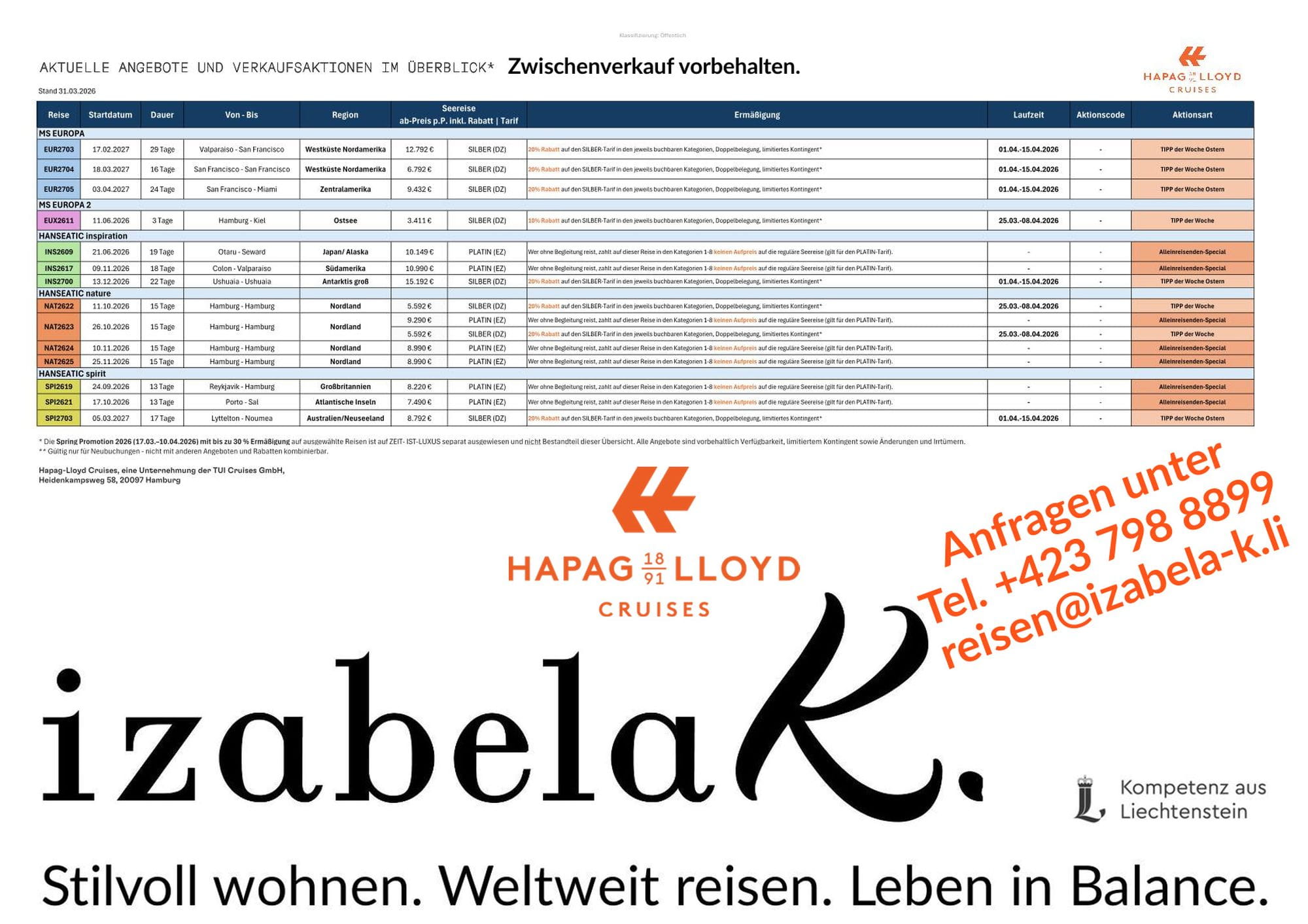 Aktuelle Hapag-Lloyd-Cruises Angebote