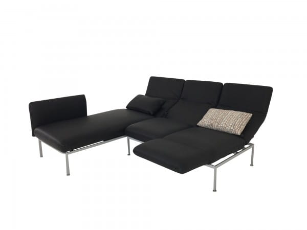 Brühl RORO small Sofa mit Recamiere in Leder OLIVA dunkelbraun