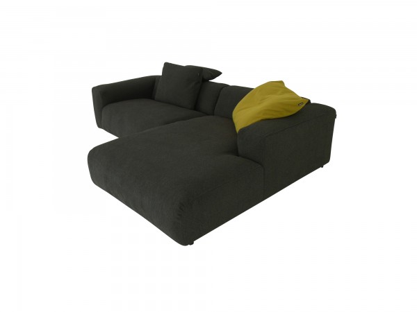 freistil 187 Rolf Benz Lounge Sofa mit Recamiere rechts in Stoff schwarzgrau mit passenden Kissen