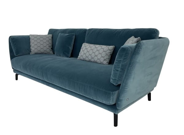 ROLF BENZ RONDO Sofa im weichen Samt Velour Stoff blaugrau