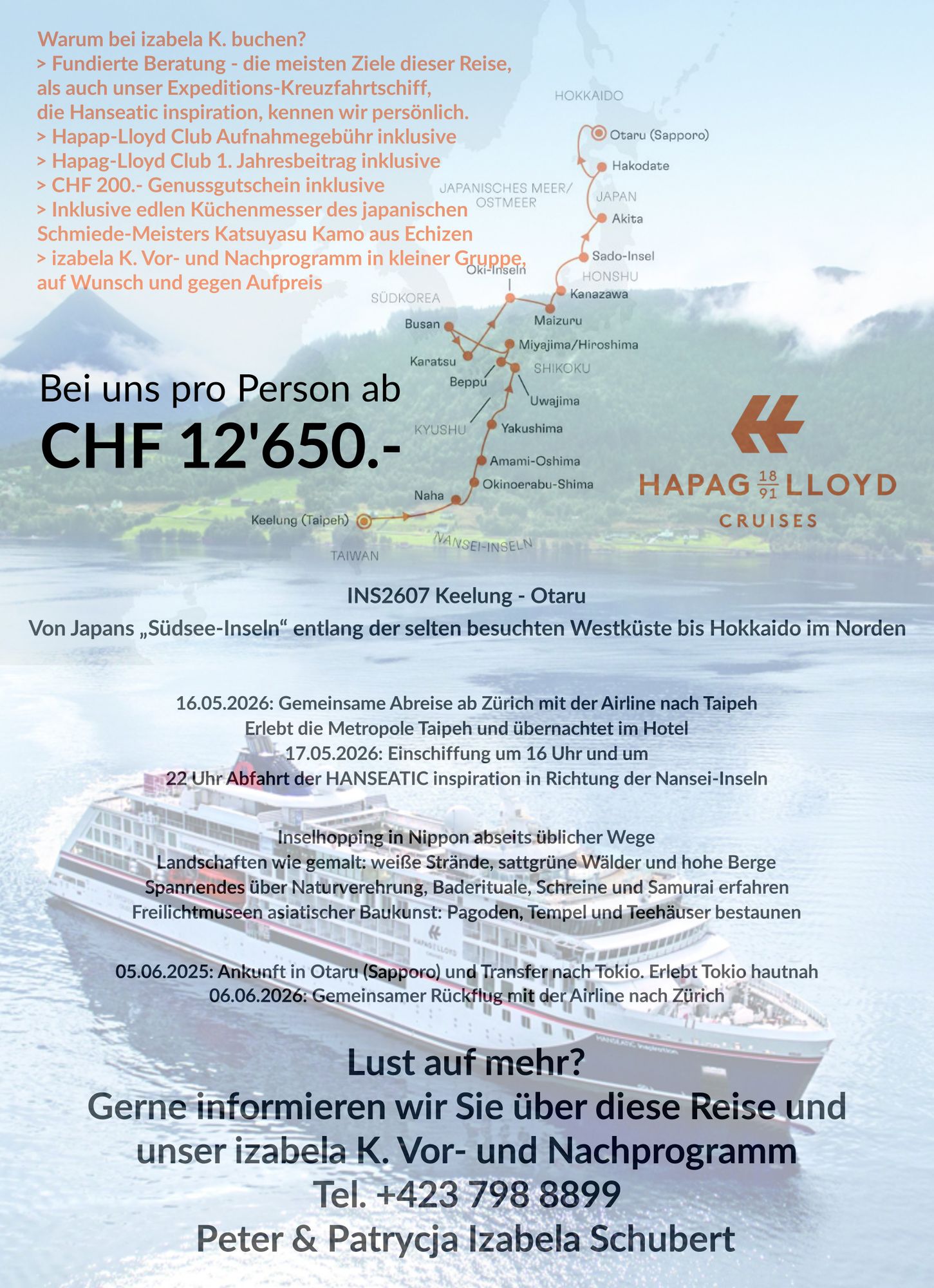 Hapag-Llyod Kreuzfahrt INS2607 persönlich von Patrycja und Peter Schubert begleitet