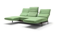 ROLF BENZ MERA Sofa 3 mit Gestell marone braun in Stoff schilfgrün bezogen sowie Relaxfunktionen