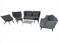 DEDON MBARQ Sofas mit MBRACE WING CHAIR ALU und LOUNGE CHAIR ALU Sessel in baltic im Set