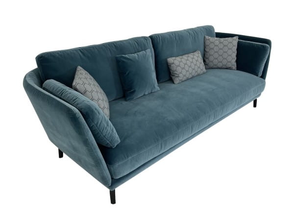 ROLF BENZ RONDO Sofa im weichen Samt Velour Stoff blaugrau