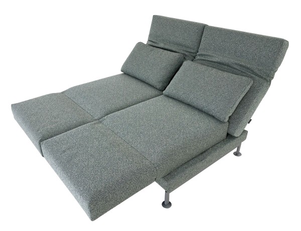 Brühl MOULE MEDIUM Sofa 2 mit Drehsitzen in Stoff blaugrün mit Gestell mattchrom lackiert